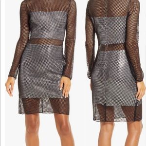 NEVER WORN- Netting Illusion Long Sleeve Sheath Dress. SHO BY TADASHI SHOJI